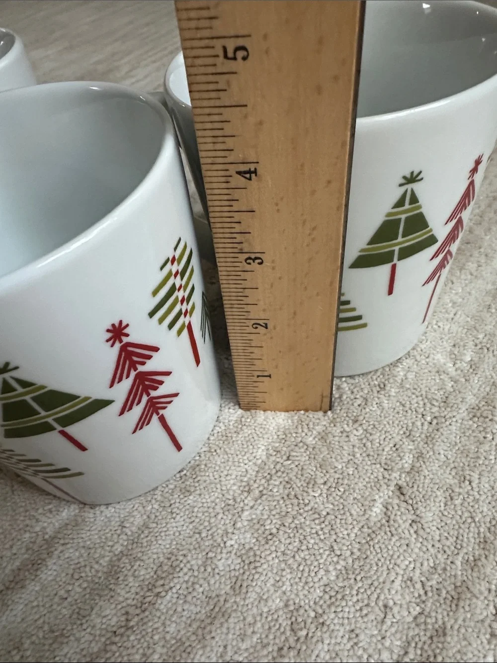 Set of 3 Crate & Barrel Julia Rothman Yule Town Christmas Tree 16 oz Mug Holiday